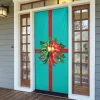 Christmas Decor Gift Background Teal Color Door Cover, Gift For Christmas