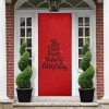 Christmas Joy Love Peace Believe Background Red Color Door Cover, Gift For Christmas