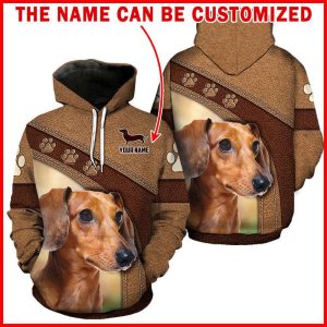 Dachshund Dog Full Hoodie Leather Pattern Full Hoodie, Personalized Custom For Men Women