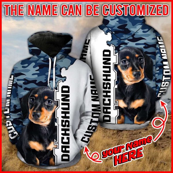 Dachshund Dog Lover Full Hoodie 3D Camouflage Pattern – Personalized Custom, For Men And Women