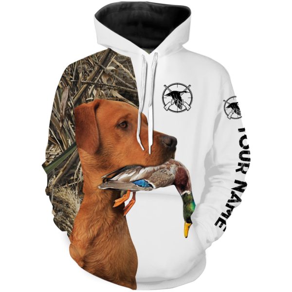 Duck Hunting With Dog Fox Red Labrador Personalized Name 3D Full Printing Hoodie  For Men Women