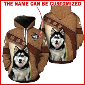 Husky Dog Leather Pattern Full Hoodie…