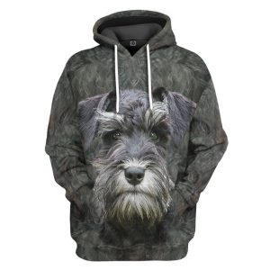 Miniature Schnauzer Dog Front And Back   Hoodie, For Men And Women