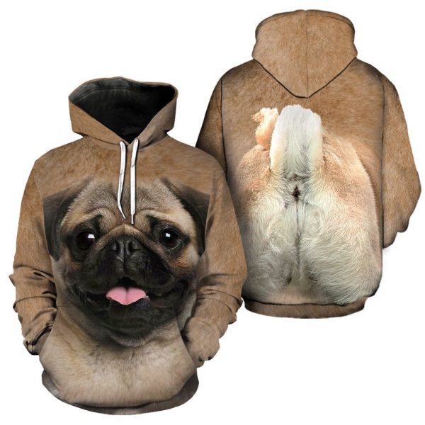 Pug Dog Lover Full Hoodie Head And Body 3D Funny Full Hoodie, For Men And Women