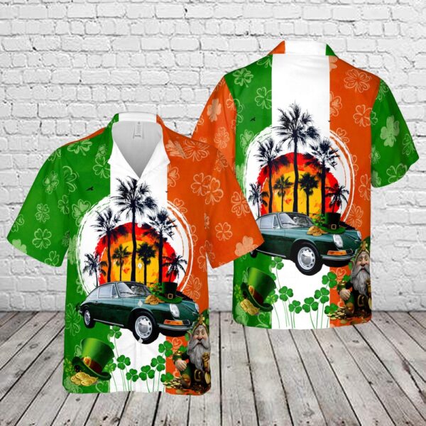 1965 Porsche 911 Coupe Irish Green St Patrick’s Day Hawaiian Shirt, Shamrock Hawaiian Shirt