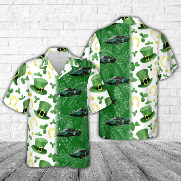 2017 Ferrari 488 Spider ‘Green Jewel’ St Patrick’s Day Hawaiian Shirt, Shamrock Hawaiian Shirt