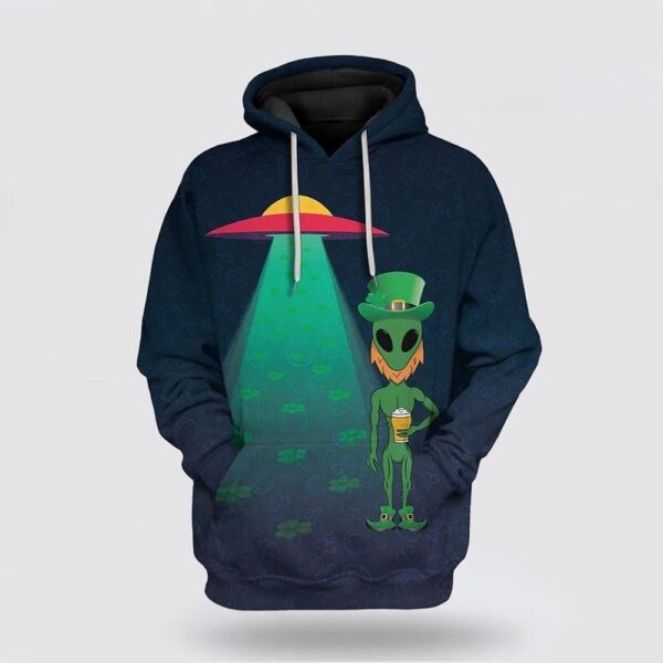 Alien St Patricks Day Over Print 3D Hoodie, St Patricks Day Shirts