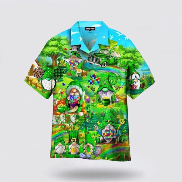 Amazing Cute Green Gnomes St Patricks Day Shirts, Shamrock Hawaiian Shirt