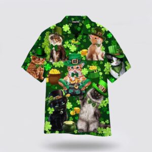 Cats Saint Patrick’s Day Hawaiian Shirt,…