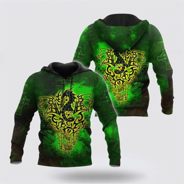 Celtic Dragon Saint Patrick’s Day 3D All Over Printed Shirts For Men And Women Hoodie, St Patricks Day Shirts