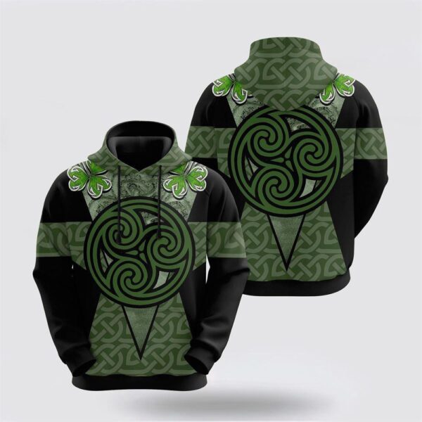 Celtic Spiral Irish Patrick’s Day All Over Printed Unisex Hoodie, St Patricks Day Shirts