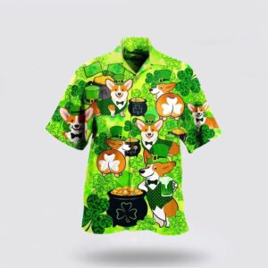 Corgi Patrick’s Day Hawaiian Shirt, St…