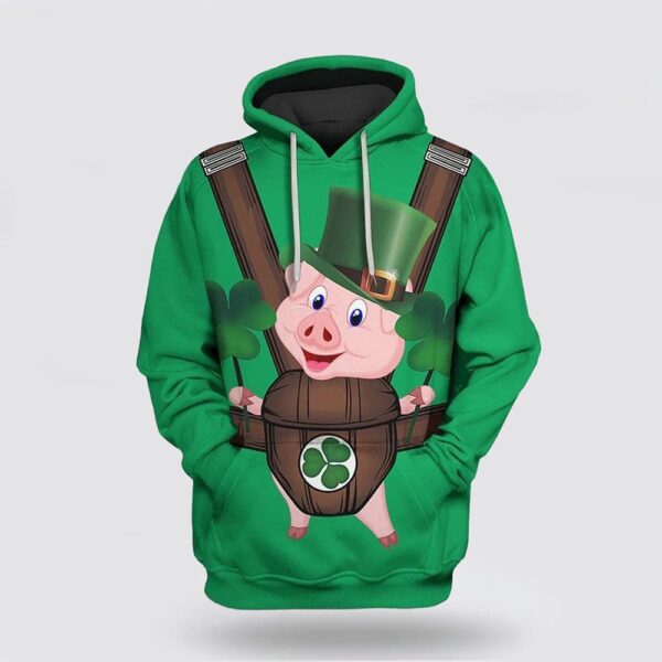Cute Pig Saint Patricks Day Over Print 3D Hoodie, St Patricks Day Shirts