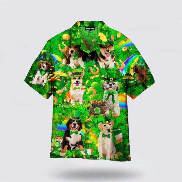 Dog Love Irish Patricks Day Hawaiian Shirt, St Patricks Day Shirts, Shamrock Hawaiian Shirt