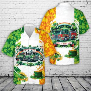 Fire Truck St Patty’s Aloha Shirt,…