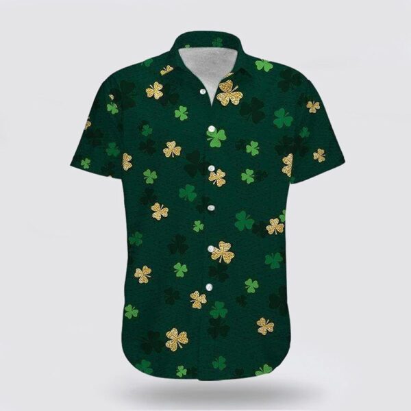 Gold And Green Shamrock Saint PatrickS Day Hawaiian Shirt, St Patricks Day Shirts, Shamrock Hawaiian Shirt