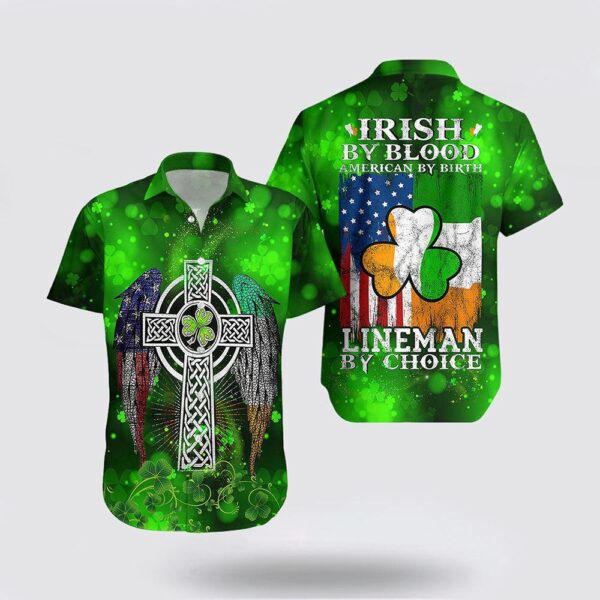 Irish Lineman St Patricks Day Shirts, Shamrock Hawaiian Shirt