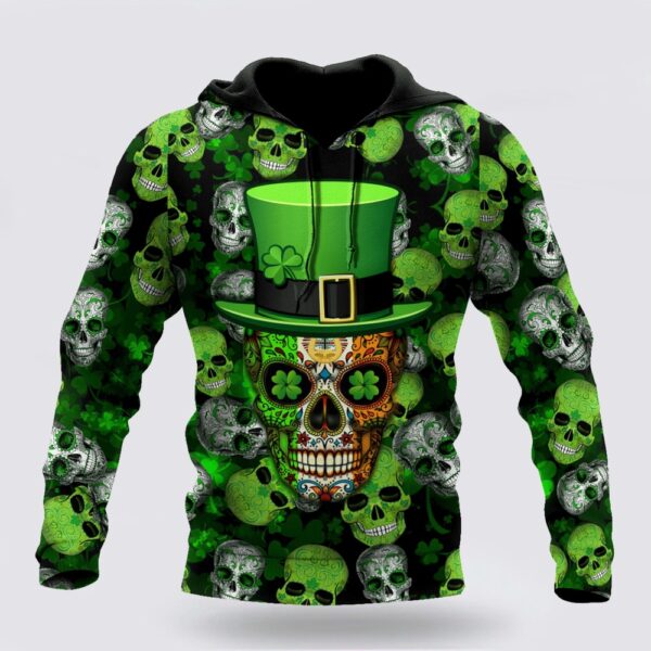 Irish Skull St Patrick Day Unisex Shirts Hoodie 3D All Over Printed, St Patricks Day Shirts