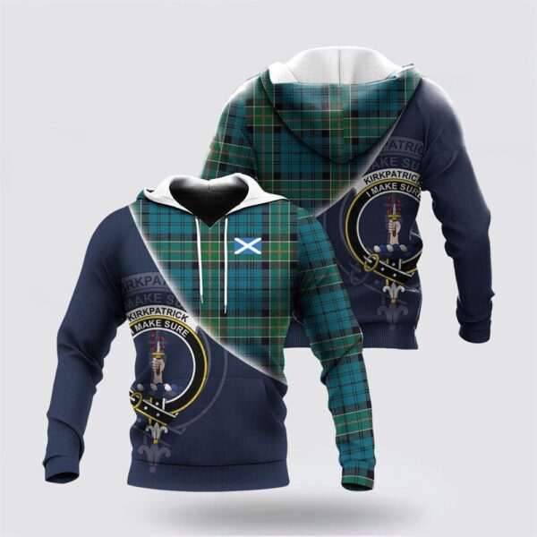 Kirkpatrick Hoodie Family Crest Hoodie For Men And Women Custom Scotland Flag Half Style, St Patricks Day Shirts