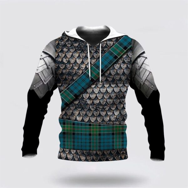 Kirkpatrick Tartan Hoodie, Scottish Clan Tartan Cool Hoodie For Men Warrior Armor Style, St Patricks Day Shirts