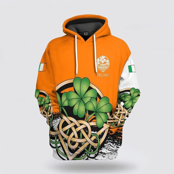 Orange Ireland St Patrick Day Custom Name 3D All Over Print Hoodie, St Patricks Day Shirts