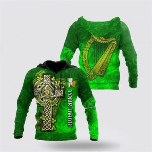Premium Unisex Hoodie Custom Name Irish St Patricks Celtic Cross And The Irish Harp St Patricks Day Shirts 2 ibnsjz.jpg