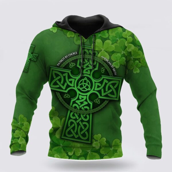 Premium Unisex Hoodie Irish St Patricks Celtic Cross And Shamrock, St Patricks Day Shirts