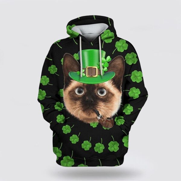 Siamese Cat Saint Patricks Day Over Print 3D Hoodie, St Patricks Day Shirts