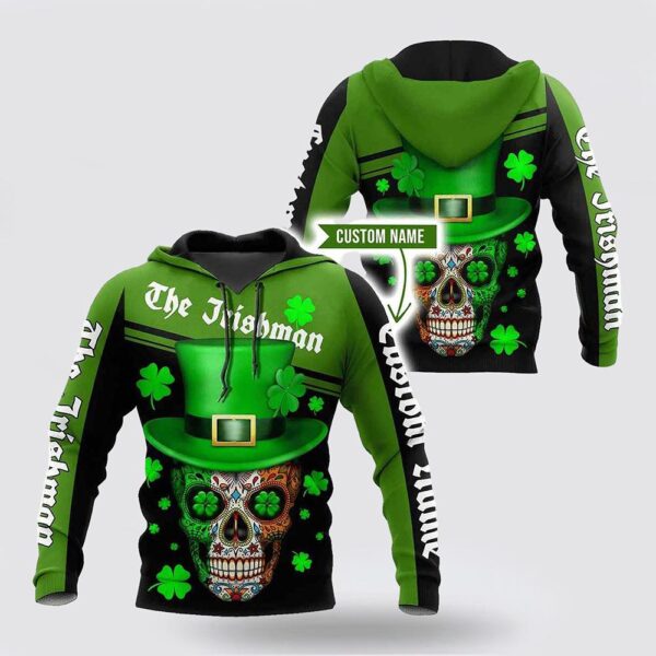 Skull Irish St Patrick Day Custom Name 3D Hoodie, St Patricks Day Shirts