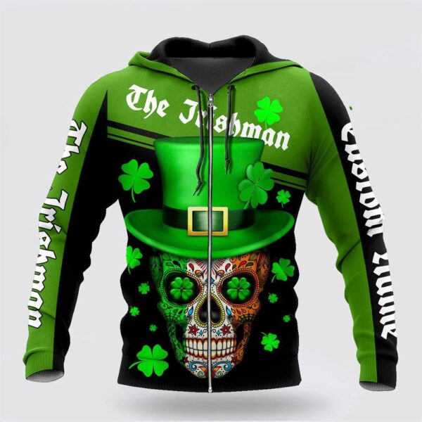 Skull Irish St Patrick Day Unisex Shirts Custom Name Hoodie 3D All Over Printed, St Patricks Day Shirts