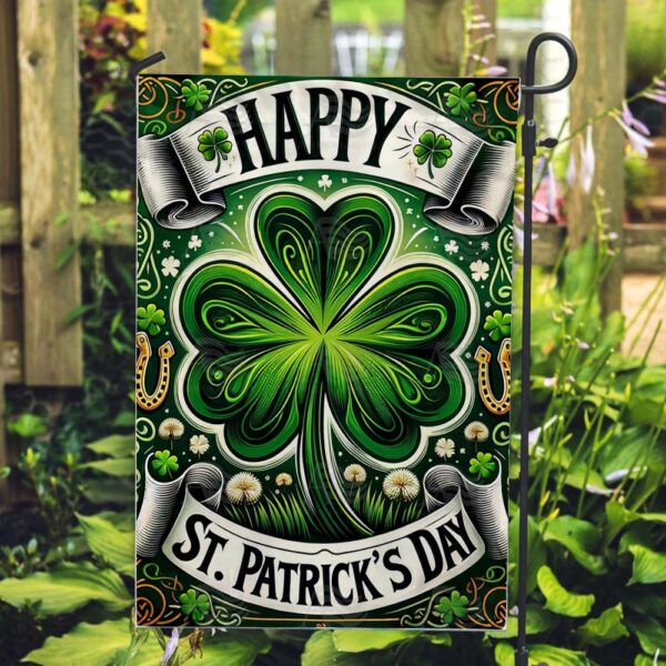 St Patrick Day Flag, Celtic Clover Festivities Double Sided Flag, St Patrick’s Flag, St Patrick’s Day Garden Flag