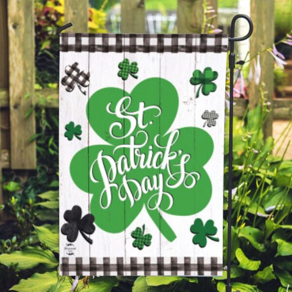 St Patrick Day Flag, Checkered St. Pat’s Shamrocks House Flag, St Patrick’s Flag, St Patrick’s Day Garden Flag