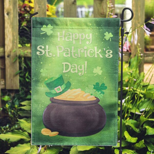 St Patrick Day Flag, Evergreen Pot Of Gold Flag, St Patrick’s Flag, St Patrick’s Day Garden Flag
