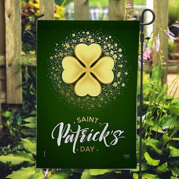 St Patrick Day Flag, Gold Shamrock House Flag, St Patrick’s Flag, St Patrick’s Day Garden Flag