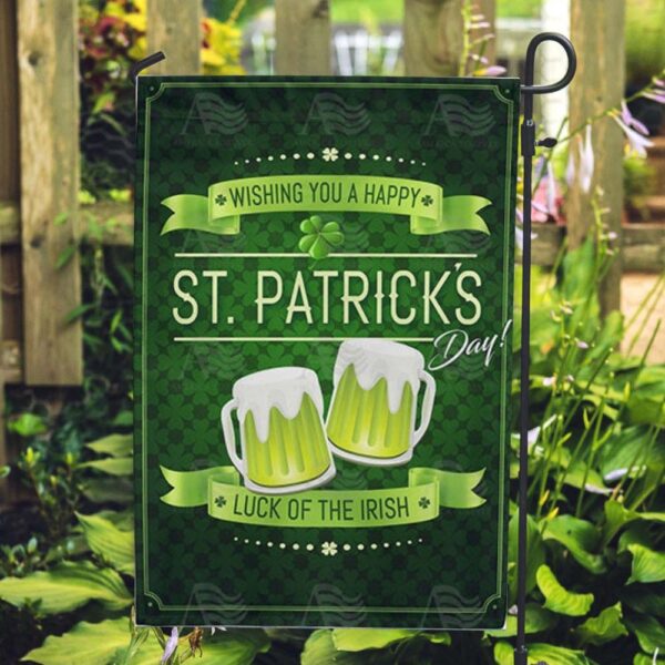 St Patrick Day Flag, Green Beer Cheers Double Sided Flag, St Patrick’s Flag, St Patrick’s Day Garden Flag