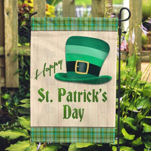 St Patrick Day Flag, Green Striped Leprechaun Hat Double Sided Flag, St Patrick’s Flag, St Patrick’s Day Garden Flag