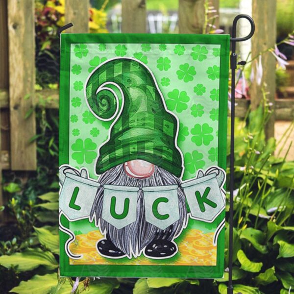 St Patrick Day Flag, Irish Gnome Luck Double Sided Flag, St Patrick’s Flag, St Patrick’s Day Garden Flag