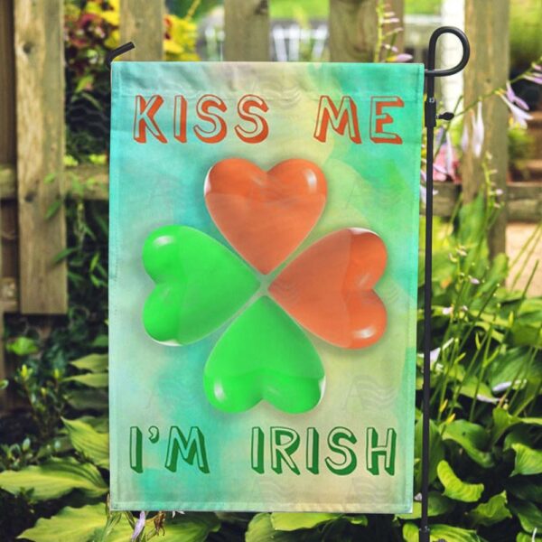 St Patrick Day Flag, Kiss Me I’m Irish Double Sided Flag, St Patrick’s Flag, St Patrick’s Day Garden Flag
