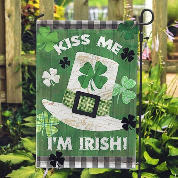 St Patrick Day Flag, Kiss Me, Im Irish Double Sided Flag, St Patrick’s Flag, St Patrick’s Day Garden Flag