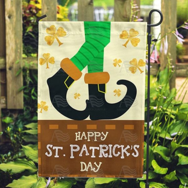 St Patrick Day Flag, Leprechaun Buckled Shoes Double Sided Flag, St Patrick’s Flag, St Patrick’s Day Garden Flag