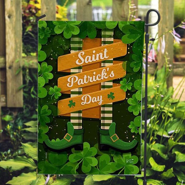 St Patrick Day Flag, Leprechaun Legs House Flag, St Patrick’s Flag, St Patrick’s Day Garden Flag