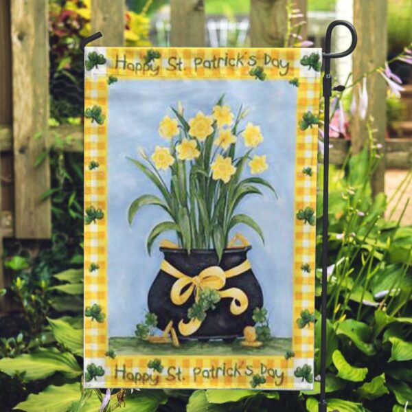 St Patrick Day Flag, Lucky Daffodils Flag, St Patrick’s Flag, St Patrick’s Day Garden Flag