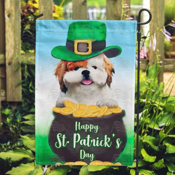 St Patrick Day Flag, Lucky, The Irish Dog Double Sided Flag, St Patrick’s Flag, St Patrick’s Day Garden Flag