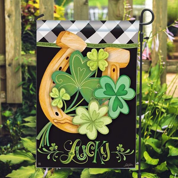 St Patrick Day Flag, Lucky to be Irish House Flag, St Patrick’s Flag, St Patrick’s Day Garden Flag