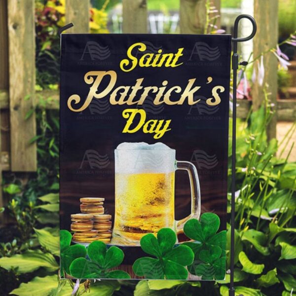 St Patrick Day Flag, May Your Glass Be Ever Full Double Sided Flag, St Patrick’s Flag, St Patrick’s Day Garden Flag