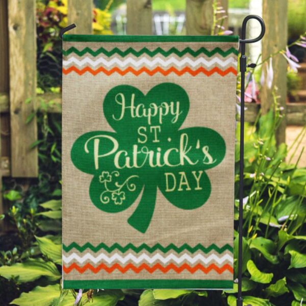 St Patrick Day Flag, St. Patrick’s Day Clover Burlap House Flag, St Patrick’s Flag, St Patrick’s Day Garden Flag