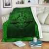 St Patrick’s Blanket, Celtic Irish Cross Moss Fleece Throw Blanket Green Day Bedroom Decor Fleece Blanket