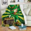 St Patrick’s Blanket, Dabbing Leprechaun Irish Fleece Throw Blanket Irish Gnome Lucky Coin Pot Fleece Blanket