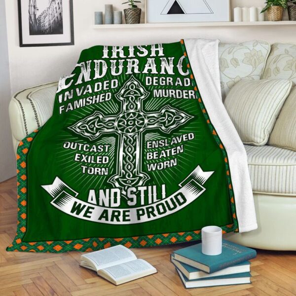St Patrick’s Blanket, Irish Endurance Fleece Throw Blanket Irish Celtic Cross Irish Man Gift Fleece Blanket