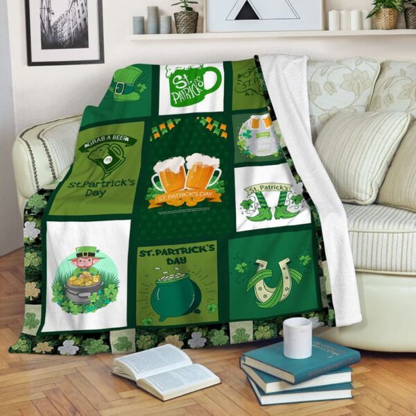 St Patrick’s Blanket, Irish Frame And Beer Fleece Blanket Grab A Beer Patrick Day Party Boys Gift Fleece Blanket